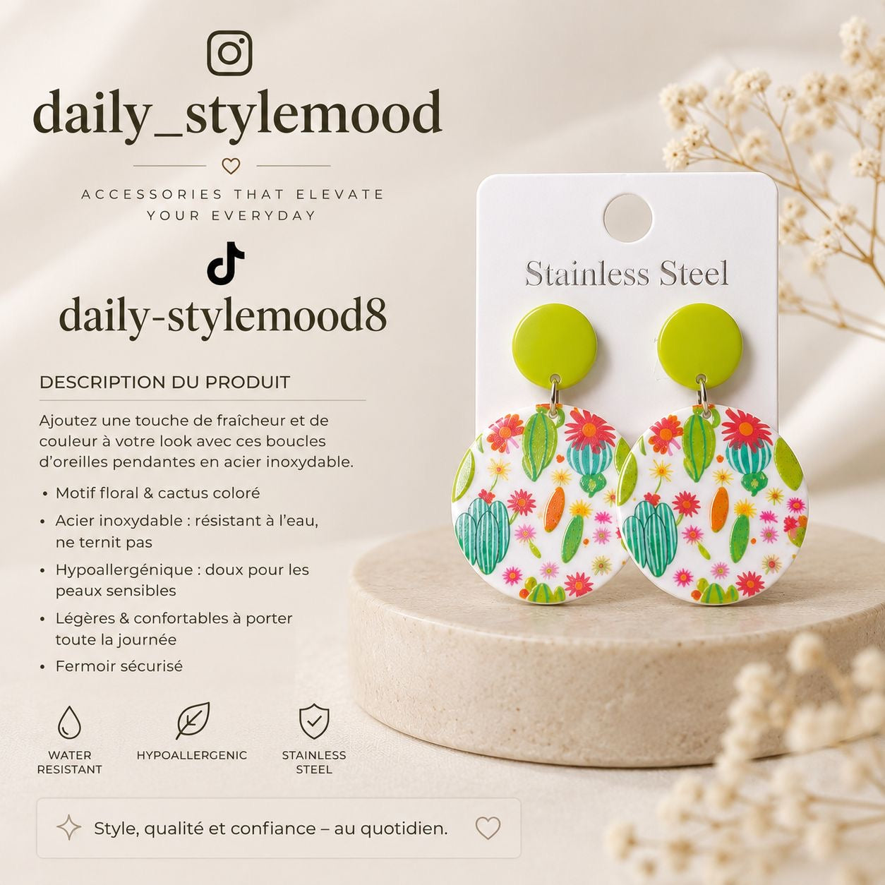 Boucles d’oreille cactus: